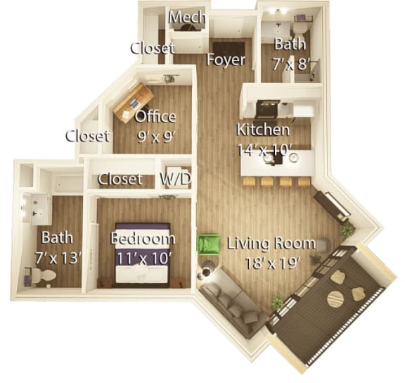 Crossline Studio, 1 & 2Bedroom Apartments in Columbus